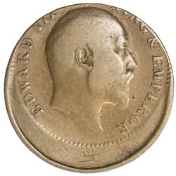 BRITISH INDIA: Edward VII, 1901-1910, AE 1/4 anna, 1907(c). F