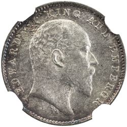 BRITISH INDIA: Edward VII, 1901-1920, AR 2 annas, 1904(c). NGC MS64