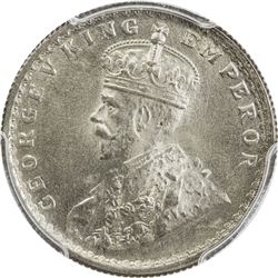 BRITISH INDIA: George V, 1910-1936, AR 1/2 rupee, 1933(c). PCGS MS65