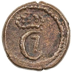 TRANQUEBAR: Christian VII, 1666-1808, AE 1 kas (0.63g), 1780. EF