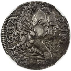 GOA: Maria I & Pedro III, 1777-1786, AR rupia, 1786. NGC EF40