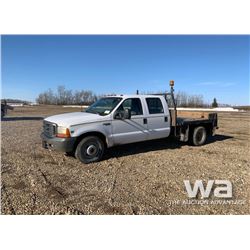 1999 FORD F350 CREW CAB FLATBED TRUCK