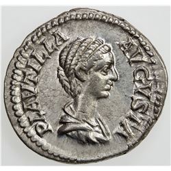 ROMAN EMPIRE: Plautilla, wife of Caracalla, AR denarius (3.21g), Rome, [202]. VF-EF