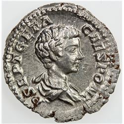 ROMAN EMPIRE: Geta, 209-212 AD, AR denarius (3.29g), Rome, [200]. EF-AU
