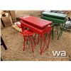 Image 4 : RED TRACTOR BISTRO TABLE & 2 SWIVEL STOOLS