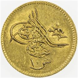 EGYPT: Abdul Aziz, 1861-1876, AV 10 qirsh (0.88g), Misr, AH1277 year 10. AU