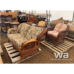 WICKER LOVE SEAT & (2) CHAIRS