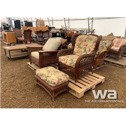 WICKER ROCKING CHAIR, CHAIR & FOOT STOOL