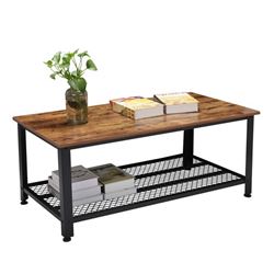 RUSTIC WOOD COFFEE TABLE & STORAGE SHELF