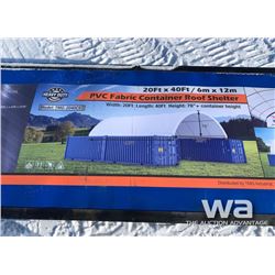 (UNUSED) 20 X 40 FT. CONTAINER ROOF SHELTER