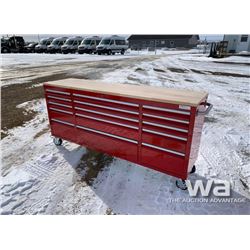 (UNUSED) RED 2 X 6 FT. 15 DRAWER WORKBENCH