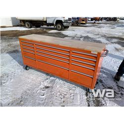 (UNUSED) ORANGE 2 X 6 FT. 15 DRAWER WORKBENCH