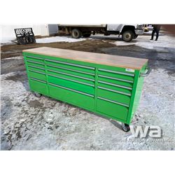 (UNUSED) GREEN 2 X 6 FT. 15 DRAWER WORKBENCH