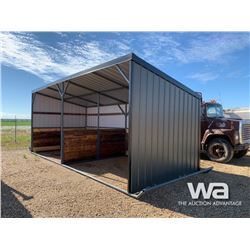 GREY & BLACK TIN 24 X 10 FT. LIVESTOCK SHELTER