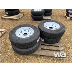 (4) GRIZZLY ST225/85R15 TRAILER TIRES & RIMS