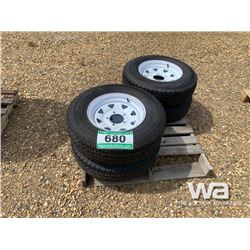 (4) GRIZZLY ST225/85R15 TRAILER TIRES & RIMS