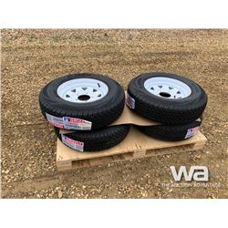 (4) GRIZZLY ST225/85R15 TRAILER TIRES & RIMS