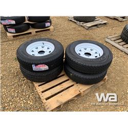 (4) GRIZZLY ST225/85R15 TRAILER TIRES & RIMS