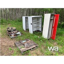 (4) PALLETS & 3 SHELF UNITS