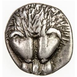 PANTIKAPAION: AR diobol (1.47g), struck circa 400-375 BC, lion's scalp, VF