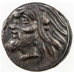 PANTIKAPAION: AE 16 (4.07g), struck circa 325-310 BC, head of Pan left / head of ox, VF