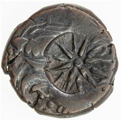 PANTIKAPAION: AE 18 (6.08g), struck circa 310-303 BC, head of Pan, star countermark / lion, VF-EF