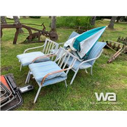 (4) PATIO CHAIRS WITH UMBRELLA