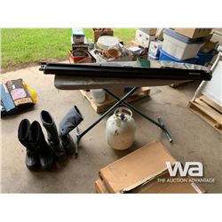 IRONING BOARD, PROPANE BOTTLE