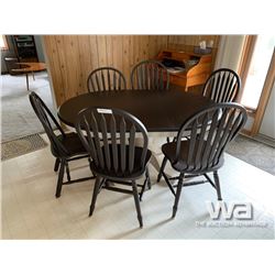 BROWN TABLE WITH (6) CHAIRS