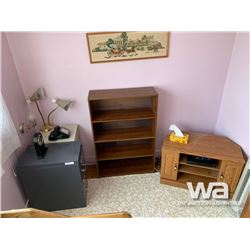 (2) FILING CABINETS, SHELF, CORNER TV STAND