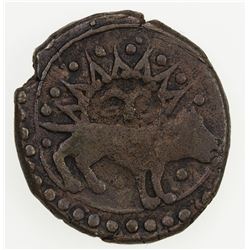 CIVIC COPPER: AE falus (4.50g), Tabriz, AH1138, lion & sun, F-VF