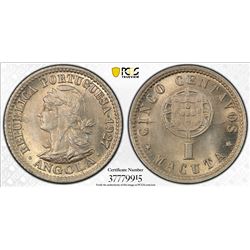 ANGOLA: 5 cents / 1 macuta, 1927. PCGS MS66
