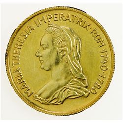 AUSTRIA: AV medalet (3.62g), ND, AGW 0.1047 oz, 20mm 0.900 gold medalet for Maria Theresa