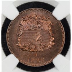 BRITISH NORTH BORNEO: Victoria, 1881-1901, AE 1/2 cent, 1886-H. NGC MS65