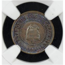 COLOMBIA: Estados Unidos, 2 1/2 centavos, 1881. NGC MS64