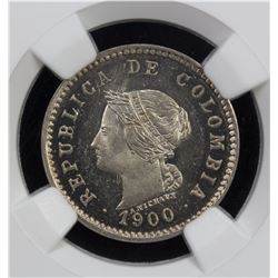 COLOMBIA: Republic, 5 centavos, 1900. NGC MS64