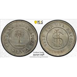 CUBA: copper-nickel token, 1884, Rulau-Ori27, Oriente Province, PCGS UNC