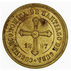 CUBA: centavo token (4.14g), 1897, Rulau-Ori 100, UNC