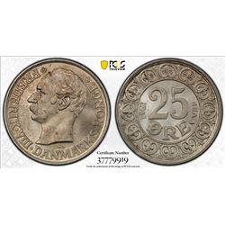 DENMARK: Frederik VIII, 1906-1912, AR 25 ore, 1911. PCGS MS66