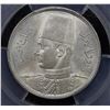 Image 1 : EGYPT: Farouk, 1936-1952, AR 5 qirsh, 1939/AH1358. PCGS MS64