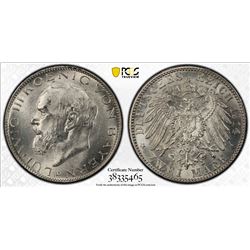 BAVARIA: Ludwig III, 1913-1918, AR 2 mark, 1914-D. PCGS MS64