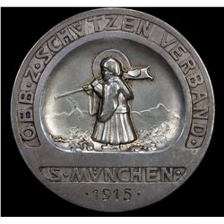 BAVARIA: AE shooting medal (57.72g), 1915, Upper Bavarian Zimmer-Shooting Association, EF