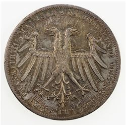 FRANKFURT: AR 2 gulden, 1848, KM-338, Archduke Johann of Austria Elected as Vicar, Choice EF