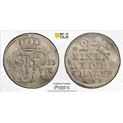 PRUSSIA: Friedrich II, 1740-1786, AR 1/24 thaler, 1755-A. PCGS MS64