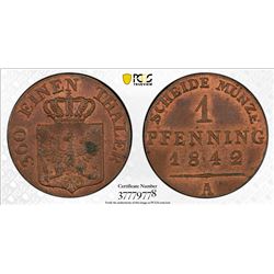PRUSSIA: Friedrich Wilhelm IV, 1840-1861, AE pfennig, 1842-A. PCGS MS63