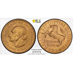 WESTPHALIA: 5,000,000 mark, 1923. PCGS MS64