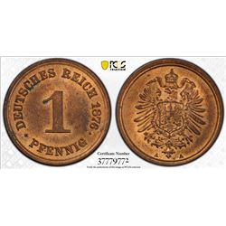 GERMANY: Kaiserreich, AE pfennig, 1876-A. PCGS MS64