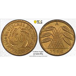 GERMANY: Weimar Republic, 50 rentenpfennig, 1924-A. PCGS MS65