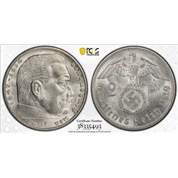 GERMANY: Third Reich, AR 2 mark, 1939-F. PCGS MS65