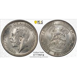 GREAT BRITAIN: George V, 1910-1936, AR shilling, 1919. PCGS MS65